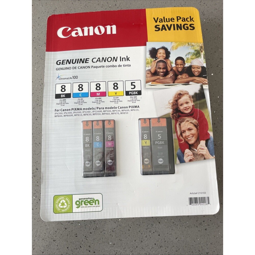 Genuine Canon Ink Value Pack 8C 8M 8Y 5PGBK For PIXMA Models New!